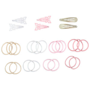 Lot de 6 barrettes + 20 élastiques fantaisie fille 