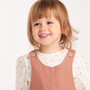 Ensemble bébé fille robe en gaze de coton et t-shirt imprimé fleurs 