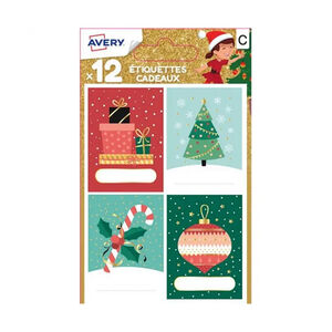 12 étiquettes pour cadeaux de Noël sapin et cadeaux 