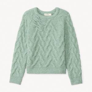 Pull manches longues en tricot et nœuds fantaisies fille 