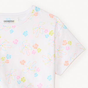 T-shirt manches courtes à nouer imprimé fantaisie pour fille 