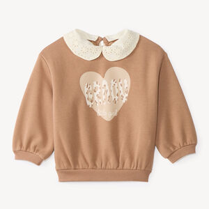 Sweat bébé fille oversize col Claudine amovible print fantaisie 