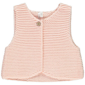 Gilet sans manches rose en tricot pour bébé fille 
