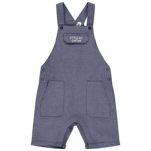 Salopette courte en toile unie avec broderie pour bébé garçon  