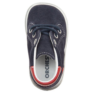 Bottillons en cuir suédé à lacets avec touches de rouge 