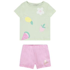Ensemble 2 pièces avec t-shirt printé fruits fille 