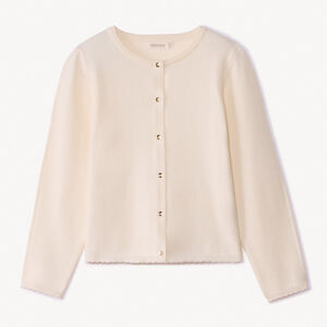 Gilet en tricot uni festonné pour fille 