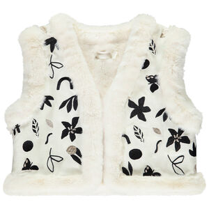 Gilet velours sans manches fausse fourrure motifs arty pour fille 