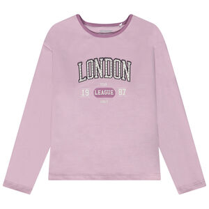 T-shirt manches longues en jersey print et strass pour fille 