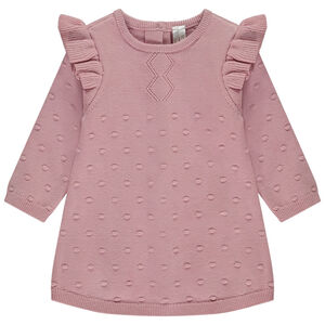 Robe à manches longues en tricot et plumetis pour bébé fille 