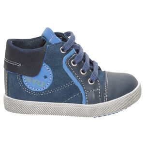 Bottillons en cuir à lacets avec patch cousu sur le côté 