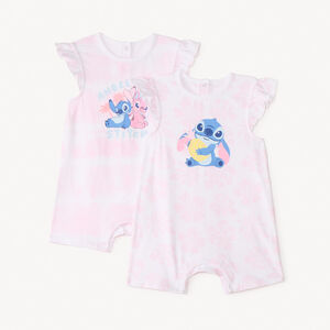 Lot de 2 combinaisons courtes Stitch & Angel Disney pour bébé fille  