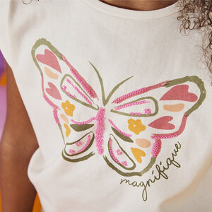 T-shirt manches courtes motif en cording fille 