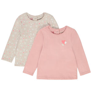 Lot de 2 t-shirts manches longues en jersey pour bébé fille 