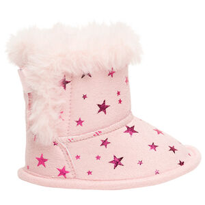 Bottines souples pour bébé fille à étoiles et fausse fourrure 
