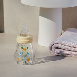Biberon en verre tétine débit 1 0-6 mois 170 ml – Blanc 