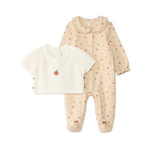 Dors-bien bébé fille molleton + pull motif pomme 