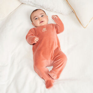 Dors-bien en velours bébé fille broderie fantaisie 