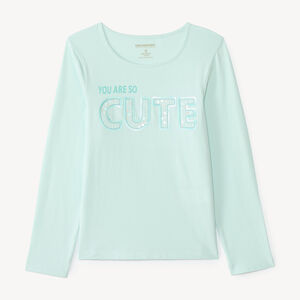 T-shirt manches longues fille print à sequins fantaisie 