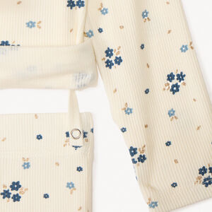 Set pyjama long côtelé imprimé fleuri pour bébé fille 