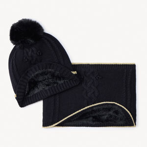 Set bonnet + snood en tricot torsadé pour fille 