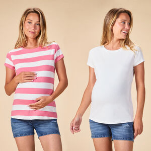 Lot de 2 t-shirts manches courtes de grossesse et d'allaitement 