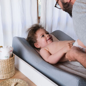 Housse de matelas à langer bimatière en coton Sofalange - Light mist 