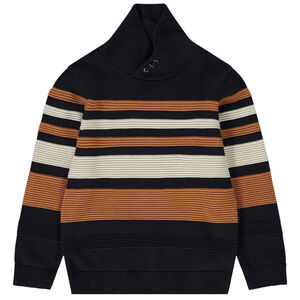 Pull rayé en tricot fantaisie et col croisé pour garçon 