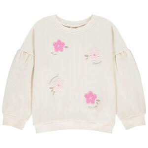 Sweat molleton oversize à fleurs en bouclettes pour fille 