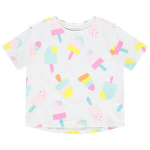 T-shirt manches courtes imprimé fantaisie pour fille 