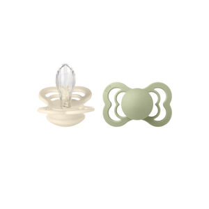SUCETTE SILICONE BIBS Sucettes Supreme en silicone 6-12m Ivory/Sage 