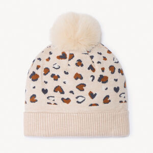 Bonnet en tricot doublé en sherpa imprimé fantaisie pour fille  