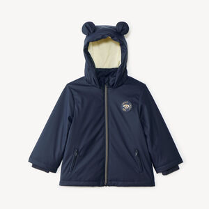 Parka gomme bébé garçon doublée micropolaire à capuche à oreilles 