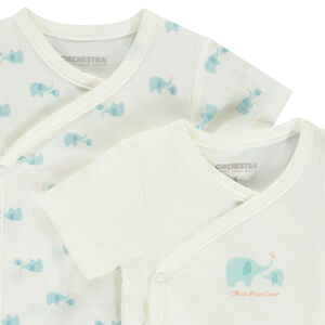 Lot de 2 bodies manches courtes motifs éléphants pour bébé garçon 