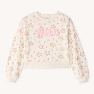 Sweat oversize en molleton print à paillettes fantaisie pour fille 