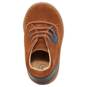 Bottillons en cuir à lacets avec empiècements camel 