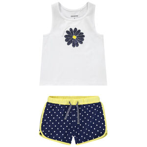Ensemble à fleurs en sequins et short à pois 