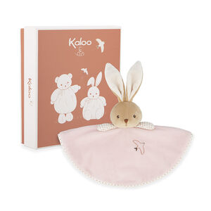 Doudou plat rond lapin rose 