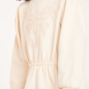 Robe manches longues fille avec broderies à fleurs  