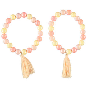 Lot de 2 bracelets assortis avec perles et pompons pour fille  