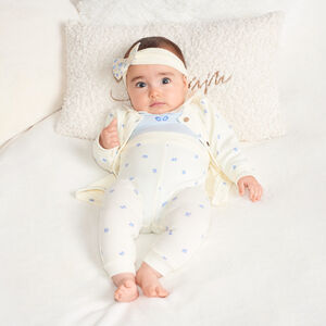 Ensemble 3 pièces Body col claudine + gilet + pantalon imprimé papillons pour bébé fille 