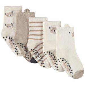 Lot de 5 paires de chaussettes anti-dérapantes ourson pour bébé 