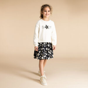 Robe bi-matière effet 2 en 1 à motifs floraux pour fille 