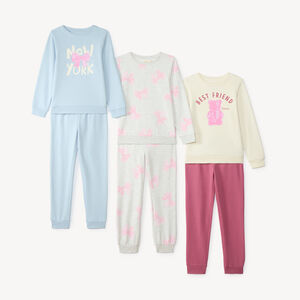 Lot de 3 ensembles de jogging fille en molleton motifs fantaisie 