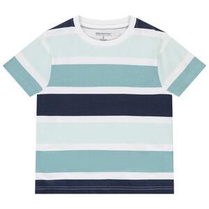T-shirt manches courtes à bandes et rayures colorées pour garçon  