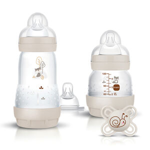 Starter Kit naissance 2 biberons + sucette silicone Perfect 0-2M sable 