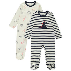 Lot de 2 dors-biens dino en velours pour bébé garçon avec ouvertures différentes selon l'âge 