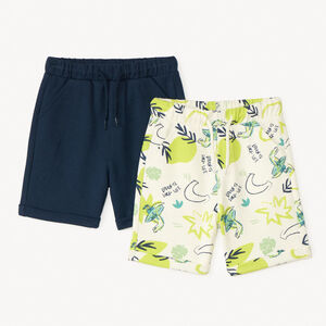 Lot de 2 bermudas en molleton fantaisie pour bébé garçon 