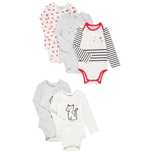 Lot de 5 bodies manches longues en jersey fantaisie  