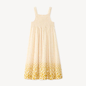 Robe longue smockée à bretelles imprimé fleurs pour fille 